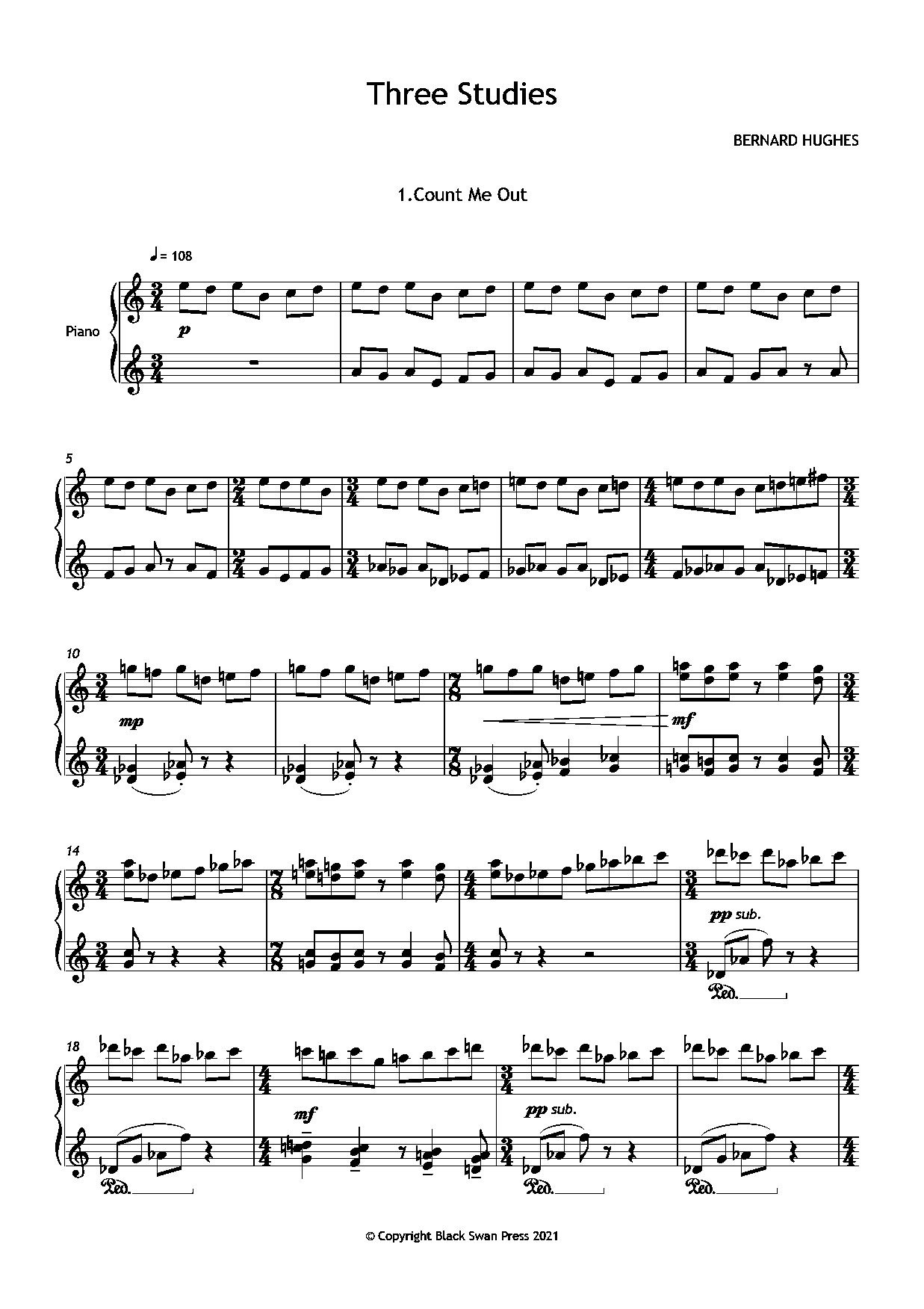 Bernard Hughes: Three Studies for piano - Image 2